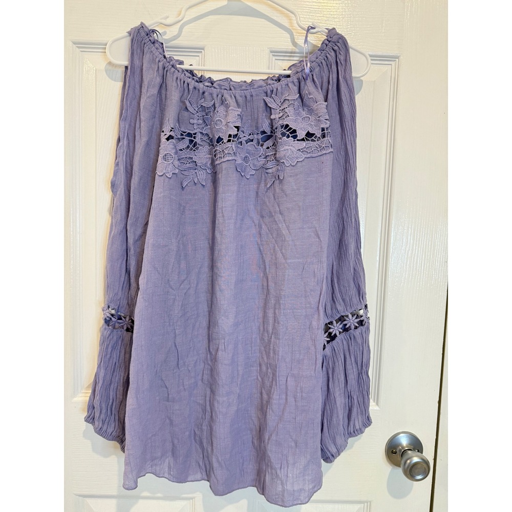 Melissa Paige Off Shoulder‎ Top Lace Detail Bohemian Blouse Petite PXL/PTG - Picture 2 of 6